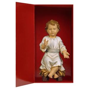 Gesù Bambino con vestito su culla + Box reg.