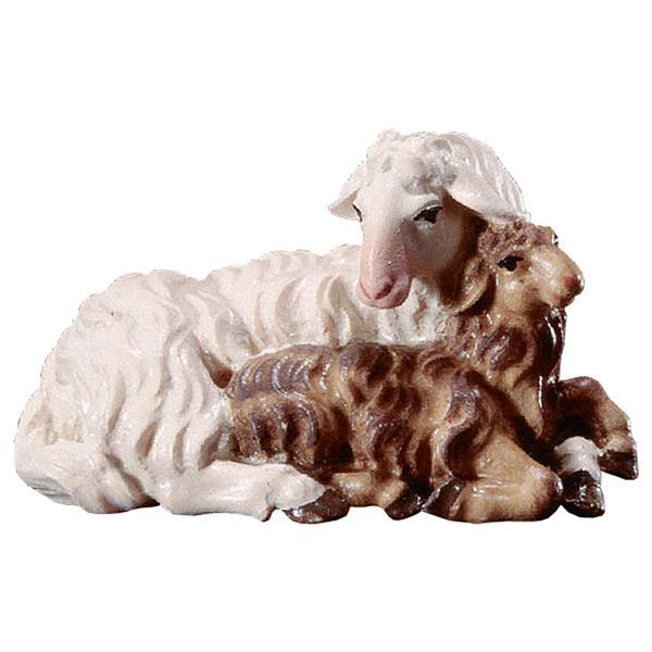 UL Schaf mit Lamm liegend - lasiert