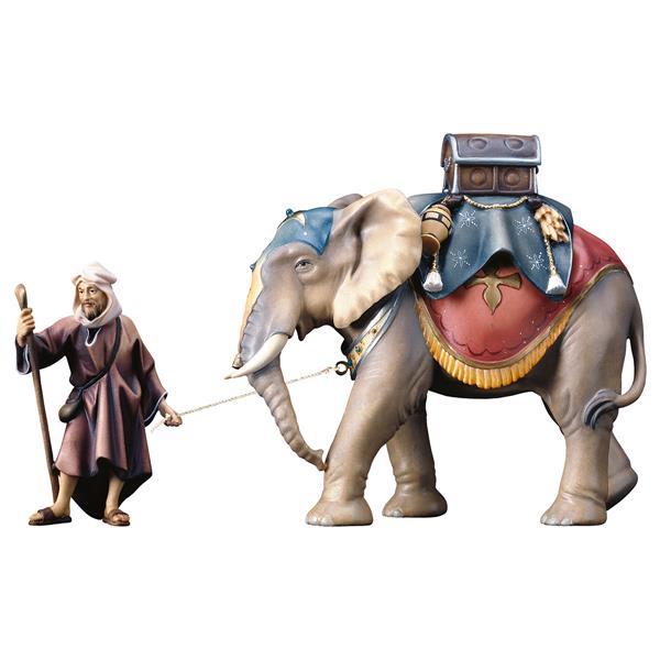 UL Elefantengruppe mit Gepäcksattel - 3 Teile - lasiert