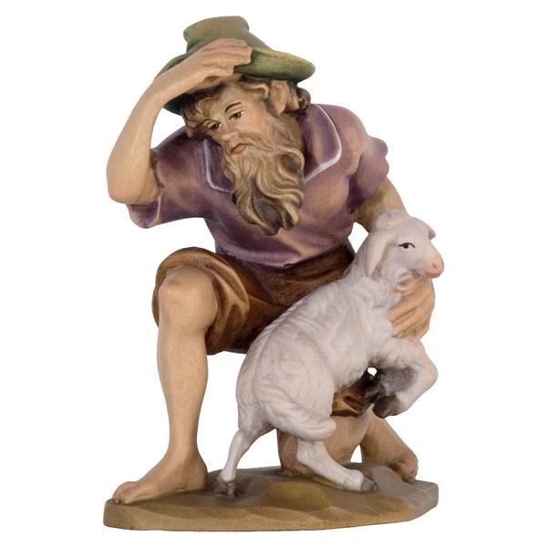Kneeling Shepherd with Sheep - color