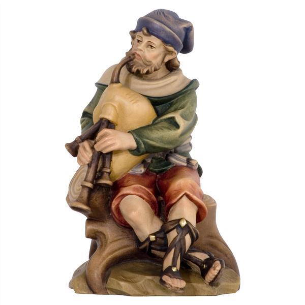 Sitting Shepherd with Bagpipes - color