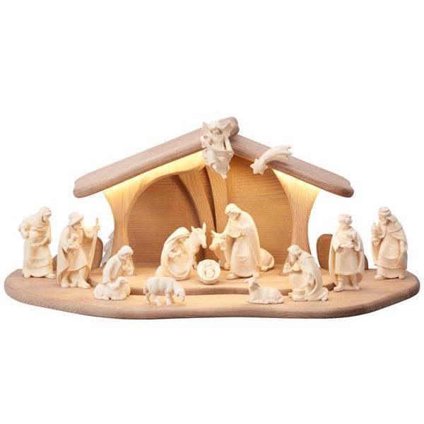 PE Nativity set 17 pcs-Stable Luce with Led - natural