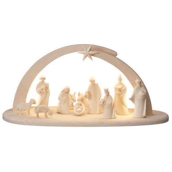 LE Nativity Set 13 pcs. - Stable Leonardo with lighting - natural