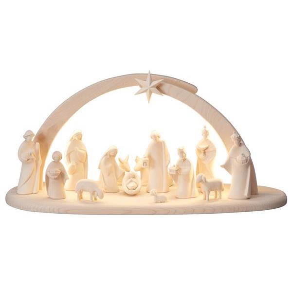 LE Nativity Set 16 pcs. - Stable Leonardo with lighting - natural