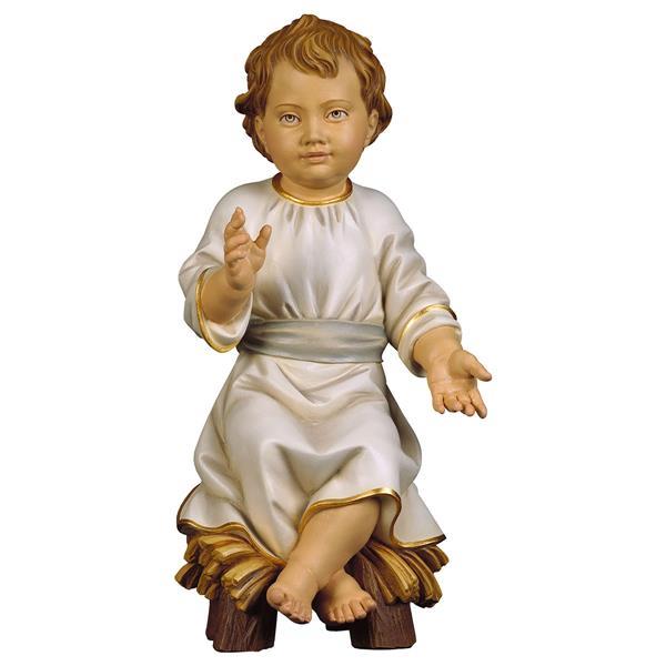 Infant Jesus with dress on cradle - color