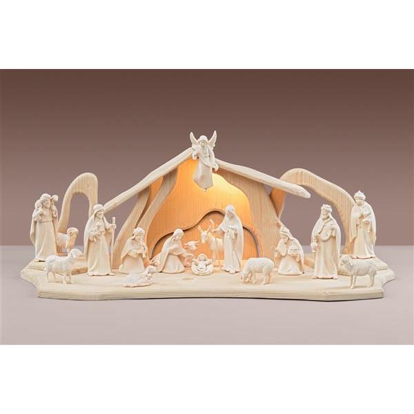 LI Set Light Nativity 17 figurines + Stable Light + lightning - natural