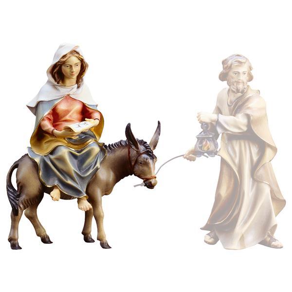 UL S. Maria su asino con Gesù Bambino & pergamena - colorato